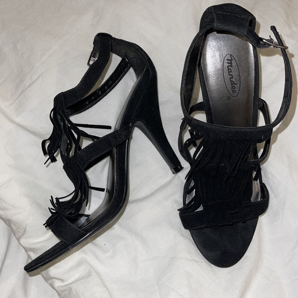 Frilled Black Heels